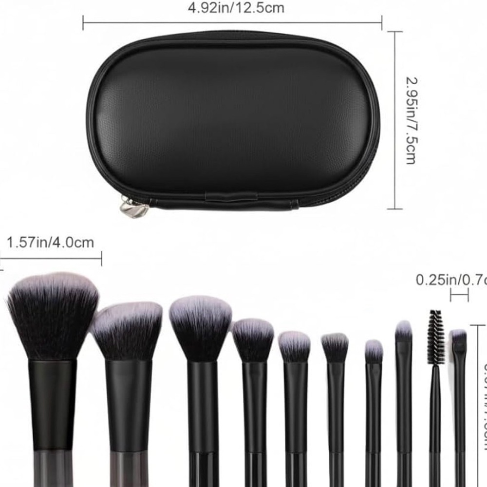Professional Makeup Brush Set with Case - Black - Picture 2 of 4